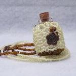 Beaded Fairy Bottle Necklace Yellow And Brown With..