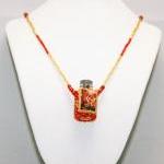 Red Riding Hood Beaded Bottle Necklace