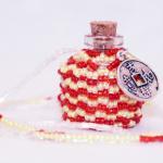 Necklace Beaded Bottle In Red And Yellow With..