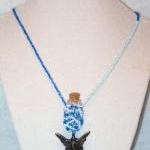 Angel Beaded Bottle Necklace In Blue