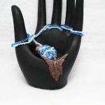 Angel Beaded Bottle Necklace In Blue