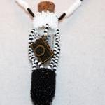 Beaded Bottle Necklace In Black And White With..