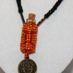 Beaded Bottle Necklace For Red, Amber, And Black..