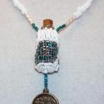 Astrological Beaded Bottle Necklace In White,..