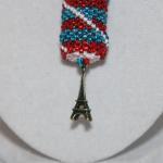 Necklace Beaded Bottle In Red, White, And Blue..