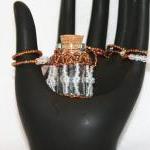 Necklace Bird Cage Beaded Bottle In Copper And..