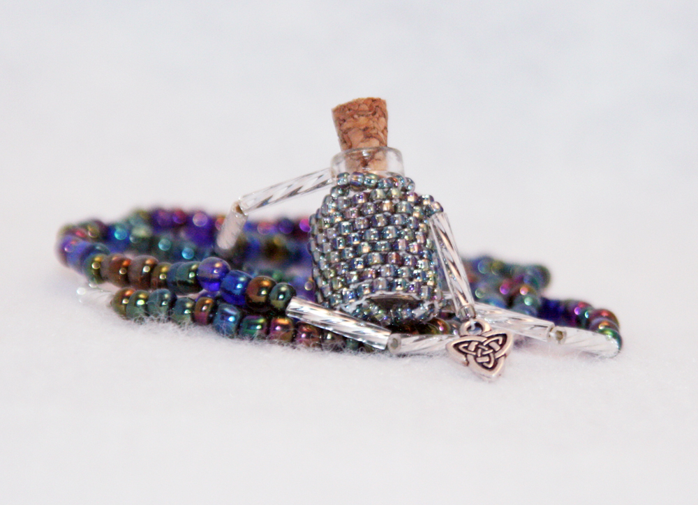 Necklace Beaded Fairy Bottle Triquetra